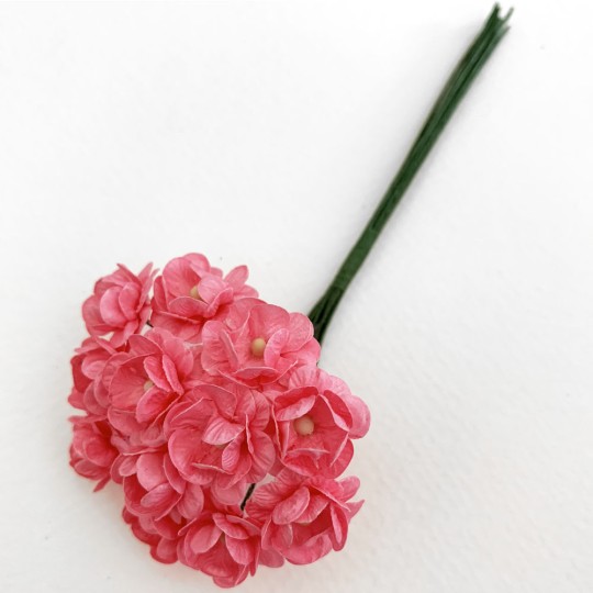 12 Pink Paper Flower Blossoms ~ 5/8"